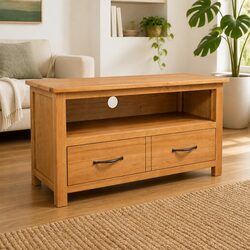 Wooden TV Cabinet Brown Open Compartment Drawer Storage Living Room Furniture