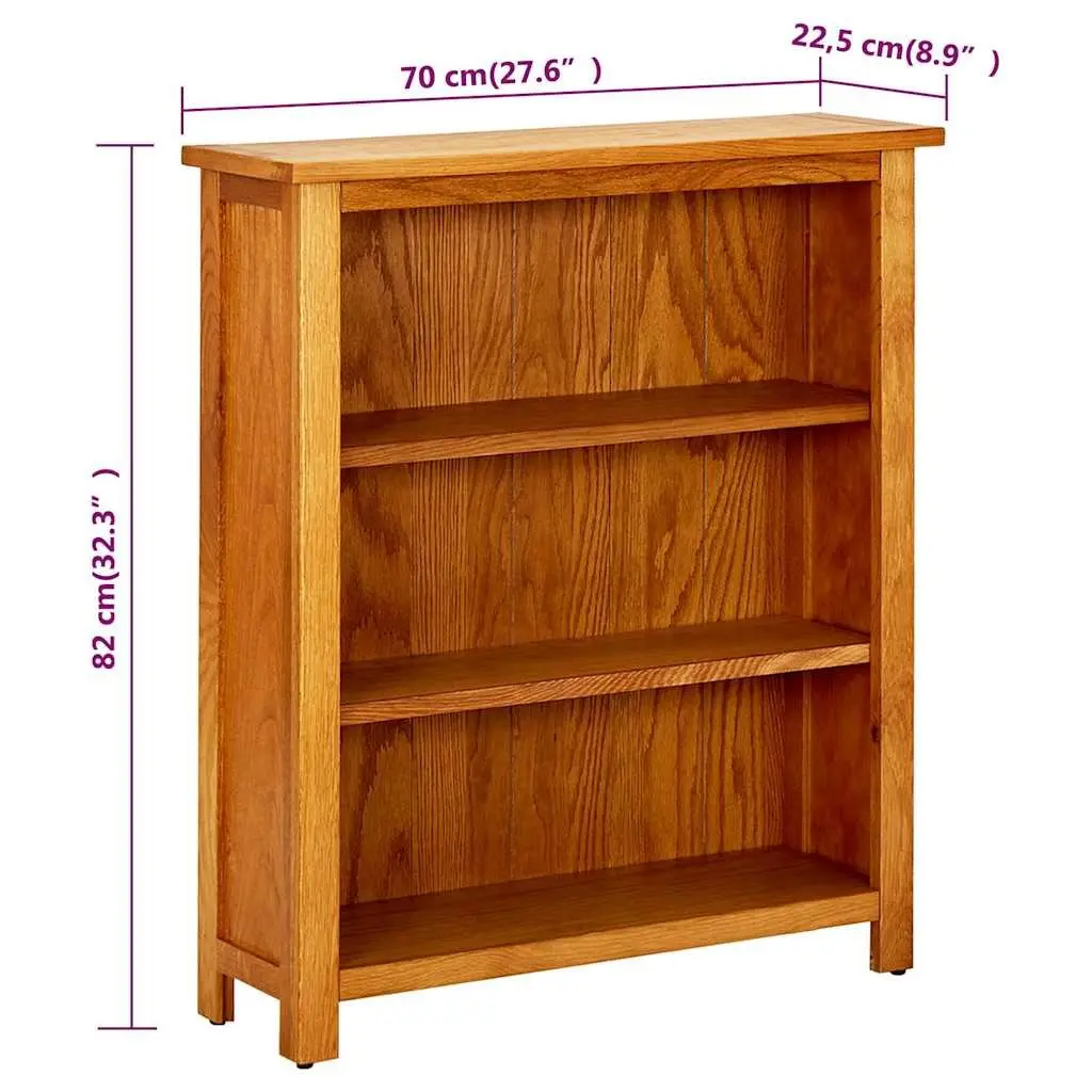 3-Tier Wooden Bookcase Brown 70x22.5x82cm Sturdy Storage Display Unit