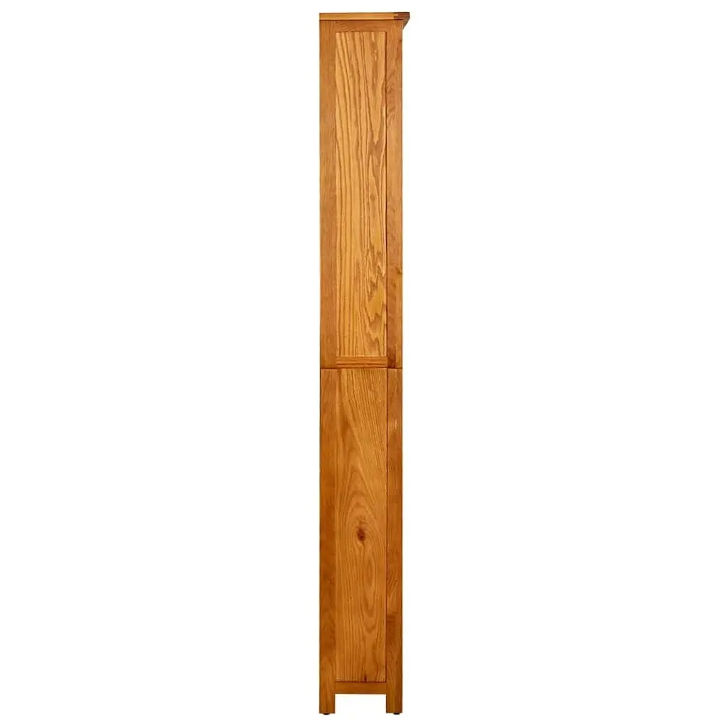 Bookcase Brown 6-Tier Solid Oak Wood Storage Display Unit