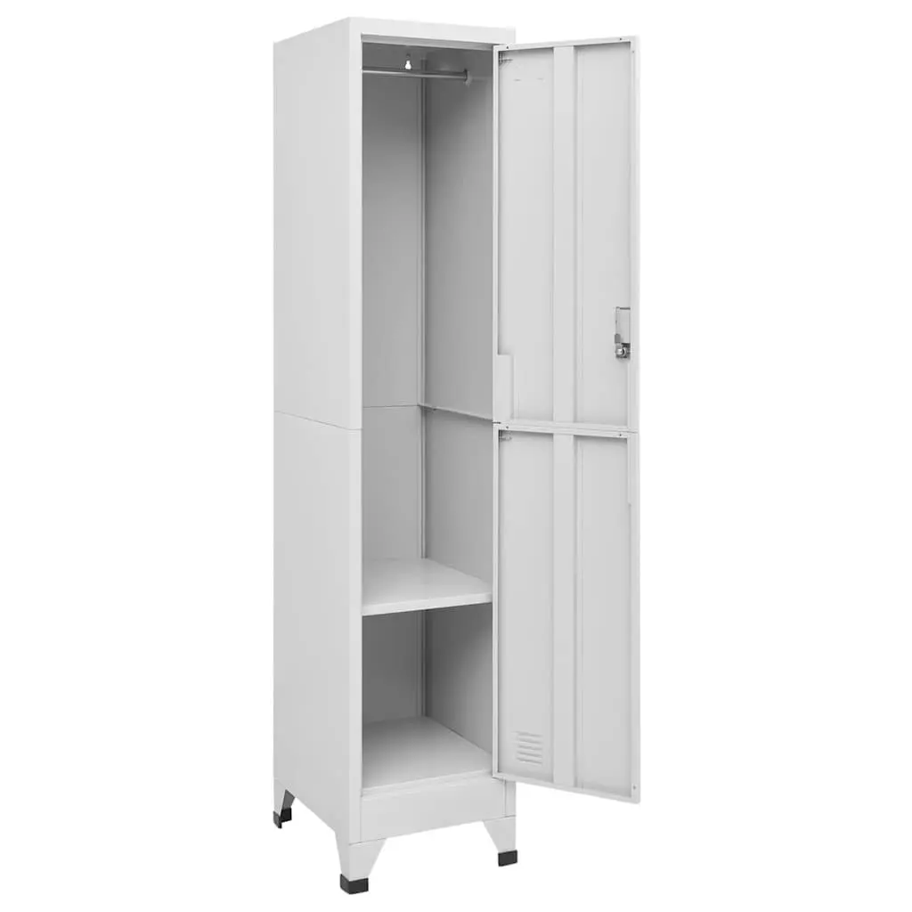 Locker Cabinet Grey Industrial Style Lockable Compartment Shelf Hanging Bar