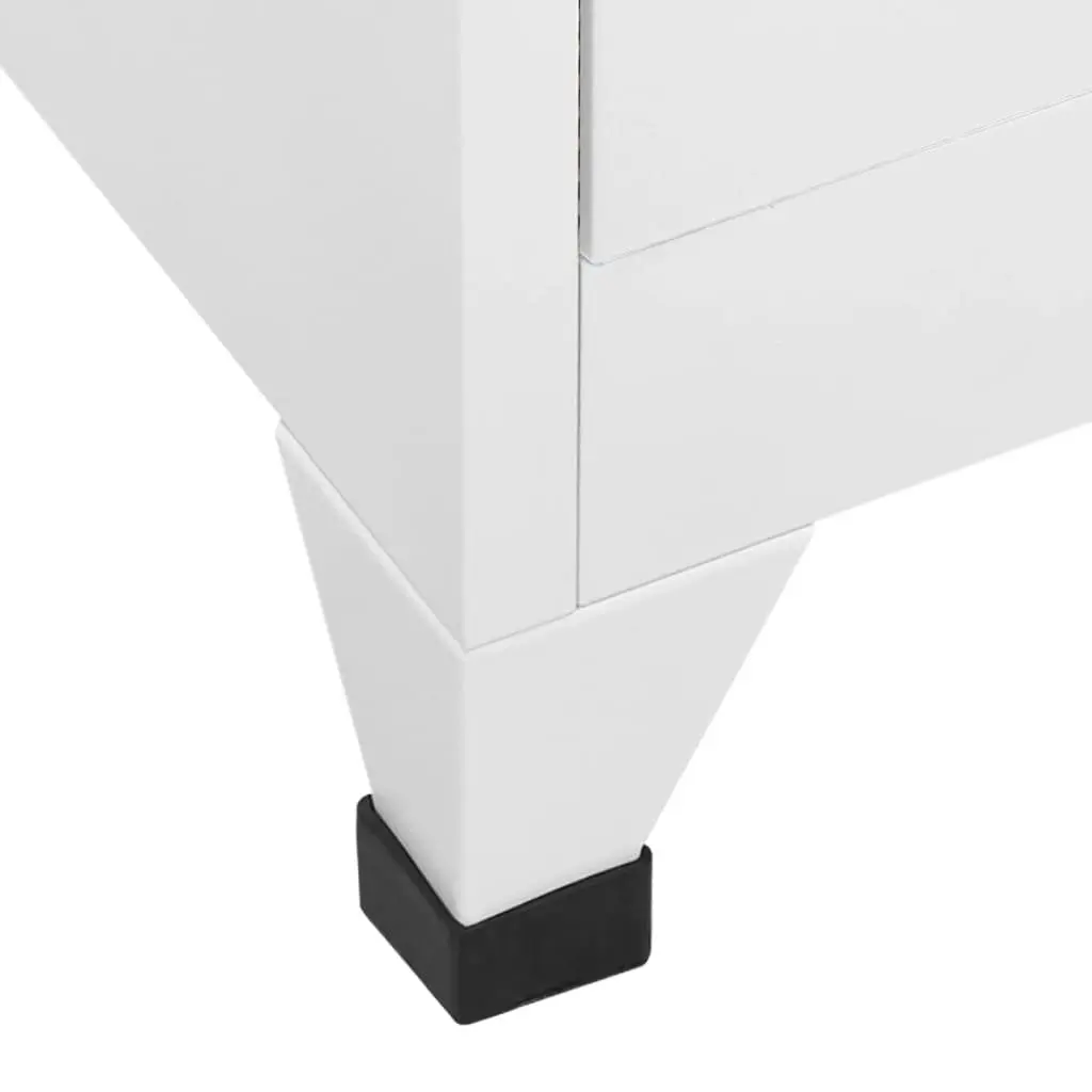 Storage Locker Cabinet Grey Steel 2 Compartments Lockable Doors Hanging Bar