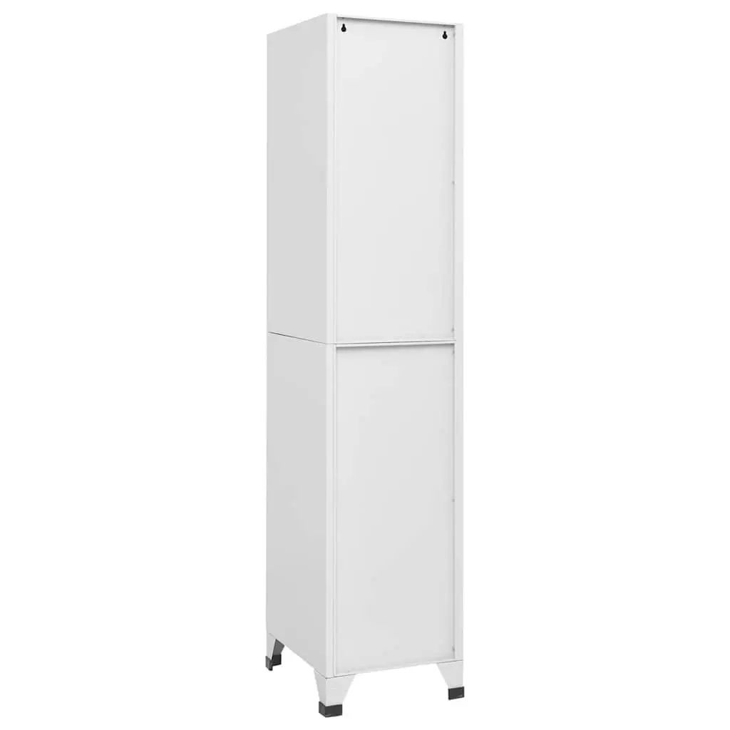 Locker Cabinet Grey Steel 4 Compartments Industrial Storage Security Doors