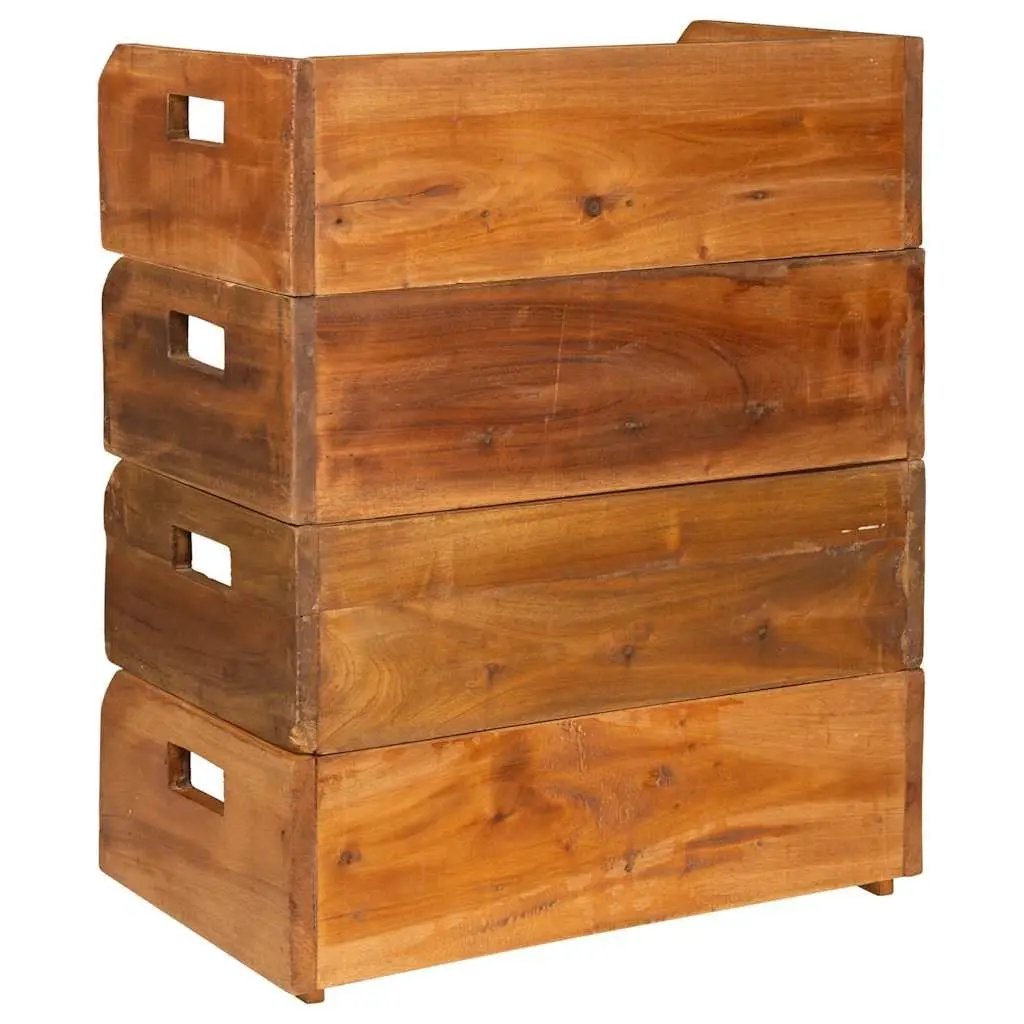 Wooden Wine Rack Set Brown 4 Piece Stackable Display for 16 Bottles