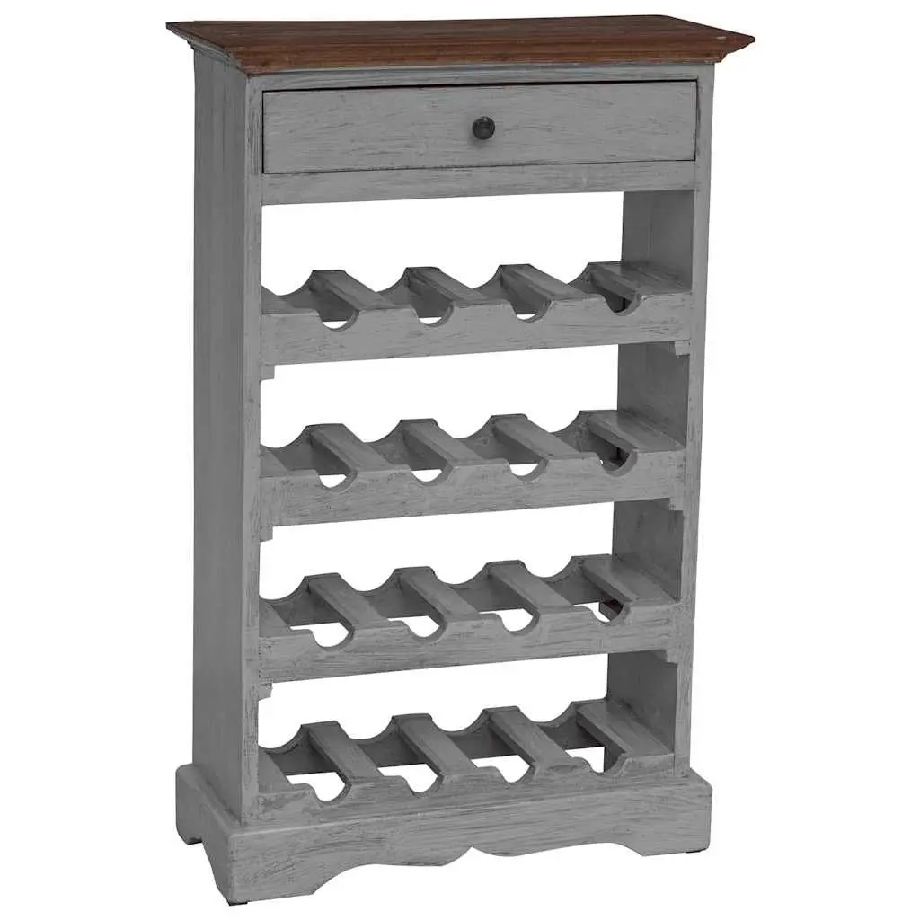 Solid Mahogany Wood Wine Rack Brown Antique Style Handcrafted Storage Cabinet