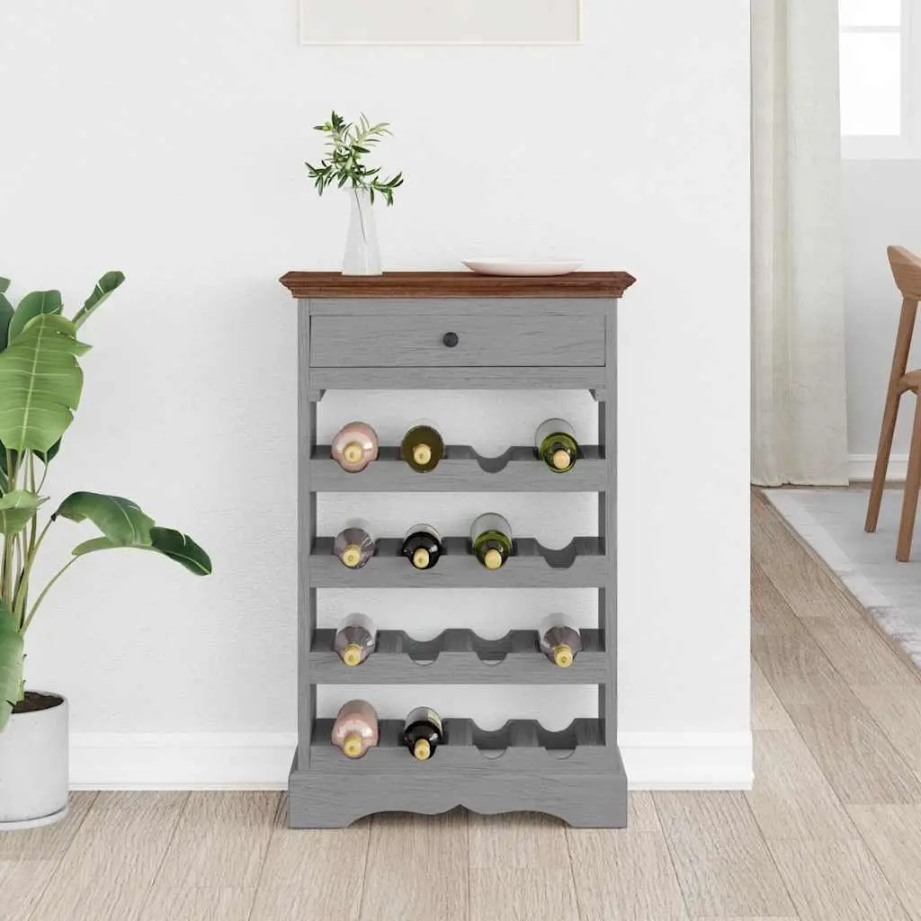 Solid Mahogany Wood Wine Rack Brown Antique Style Handcrafted Storage Cabinet