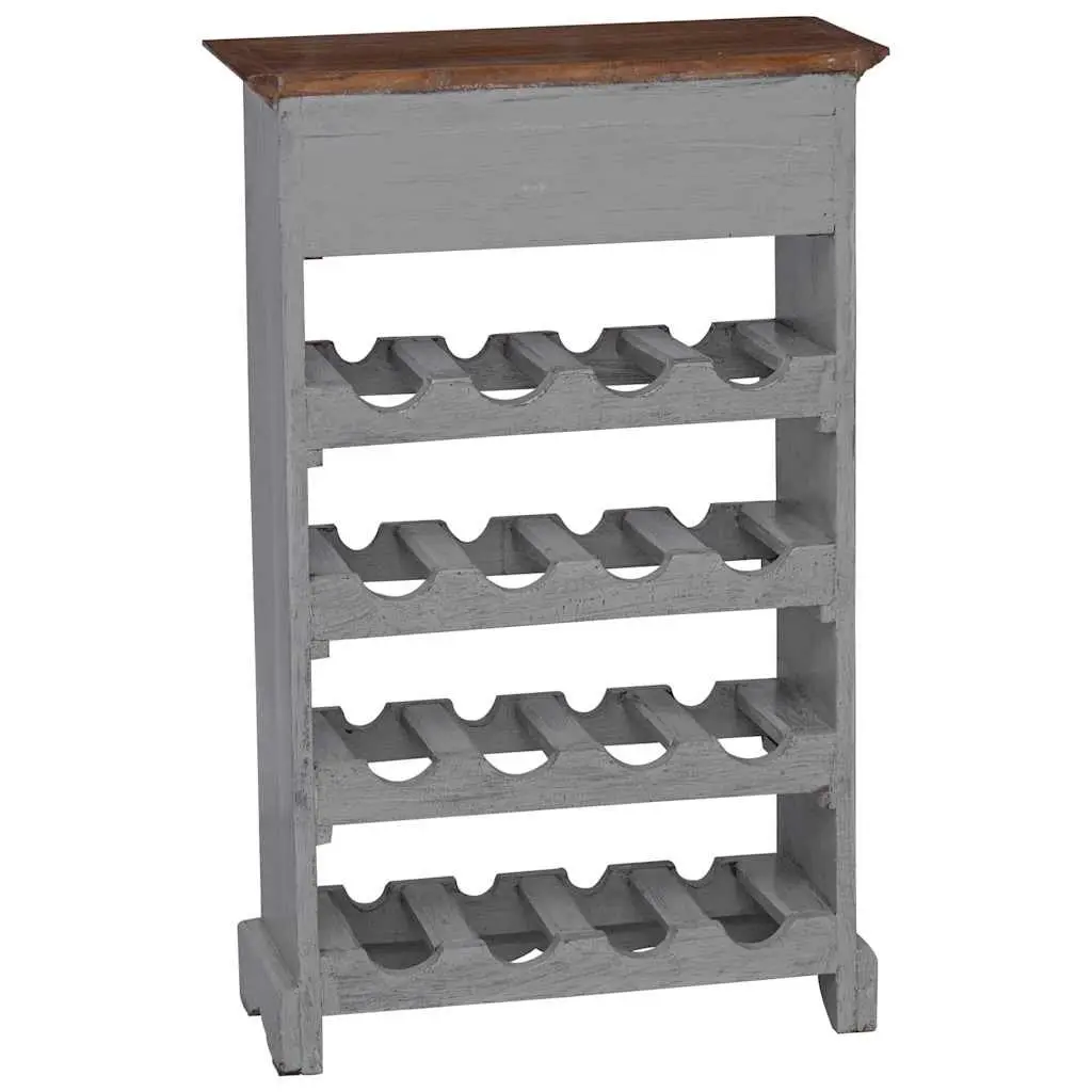Solid Mahogany Wood Wine Rack Brown Antique Style Handcrafted Storage Cabinet