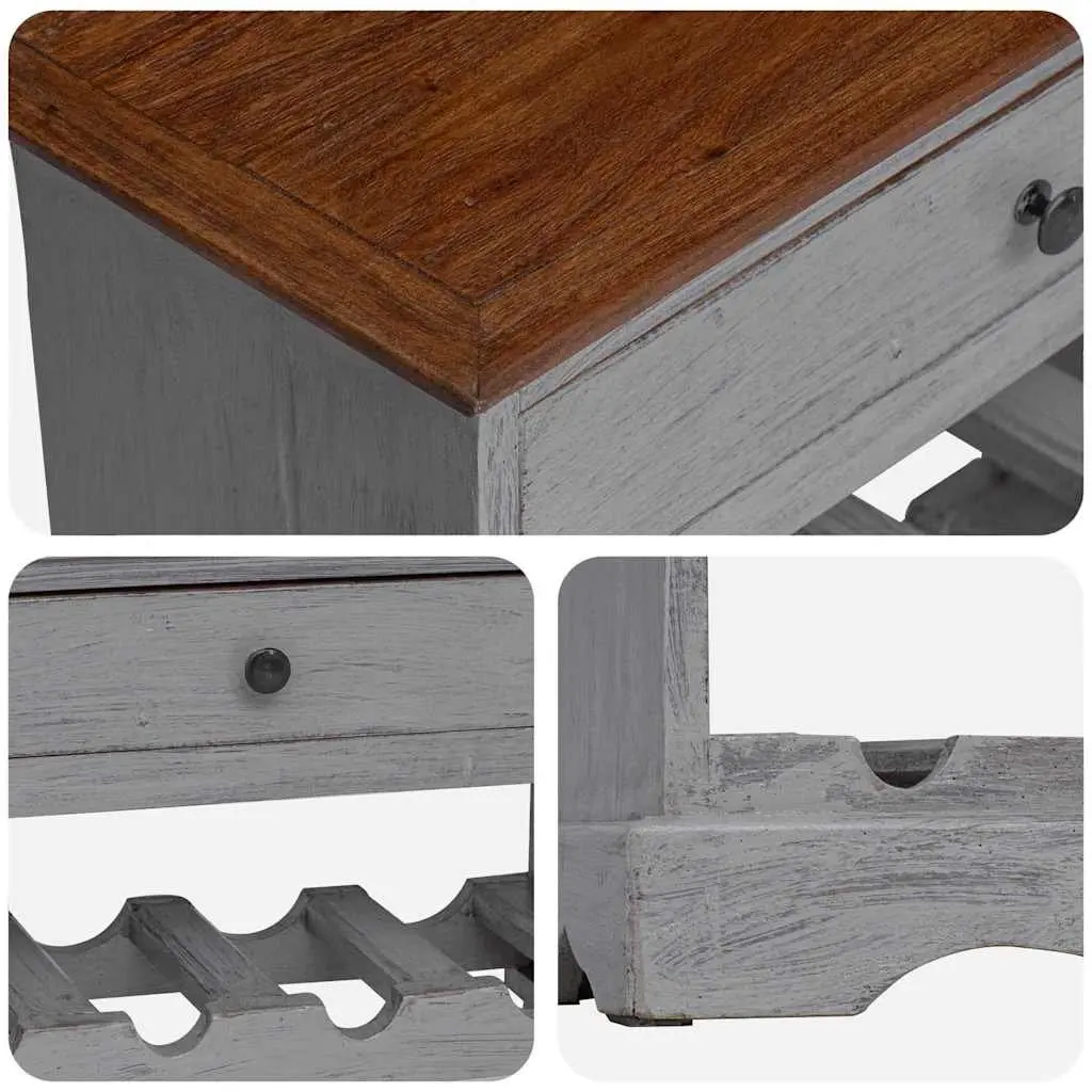 Solid Mahogany Wood Wine Rack Brown Antique Style Handcrafted Storage Cabinet