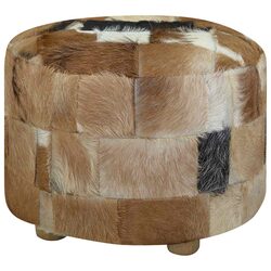 Multicolour Goat Leather Pouffe with Sturdy Frame