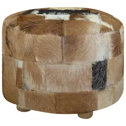 Multicolour Goat Leather Pouffe with Sturdy Frame