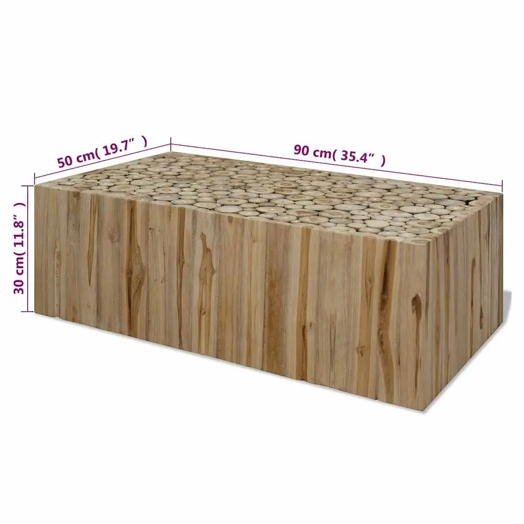 Coffee Table Brown 90x50x30cm Teak Style Sturdy Construction