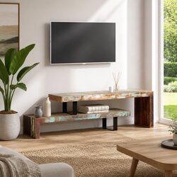 Concise Two-Tier Stackable TV Stand in Brown