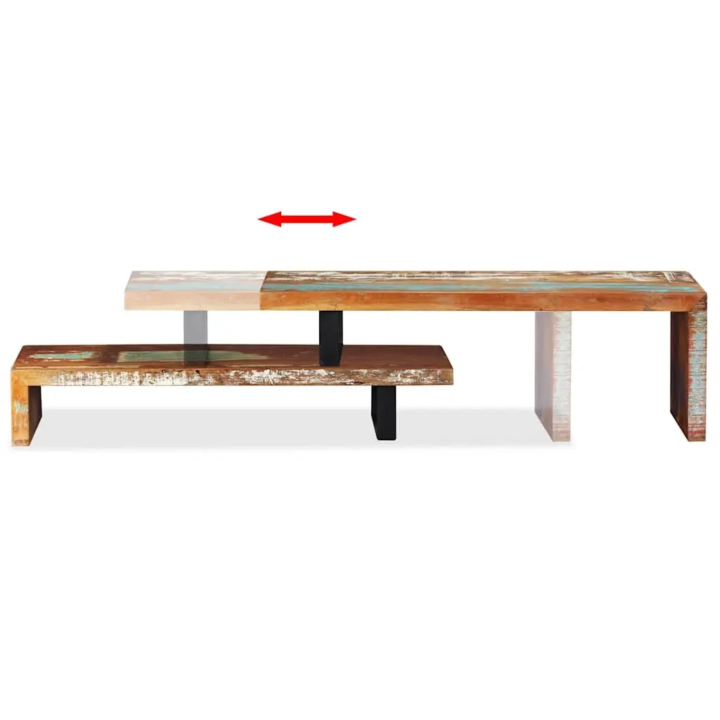 TV Stand Brown Solid Reclaimed Wood 2-Tier Stackable Storage Cabinet