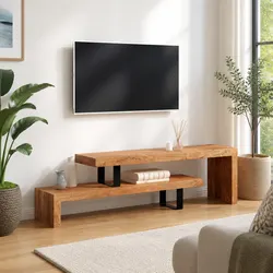 Acacia Wood 2-Tier Stackable TV Stand - Sleek Design