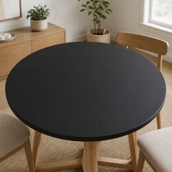 Concise 500mm Round Black Tempered Glass Table Top