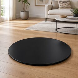 Compact and Strong Black Tempered Glass Table Top 800mm