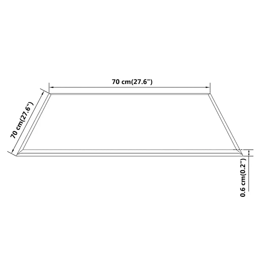 Tempered Glass Table Top Black Square 700x700mm Durable Easy to Clean