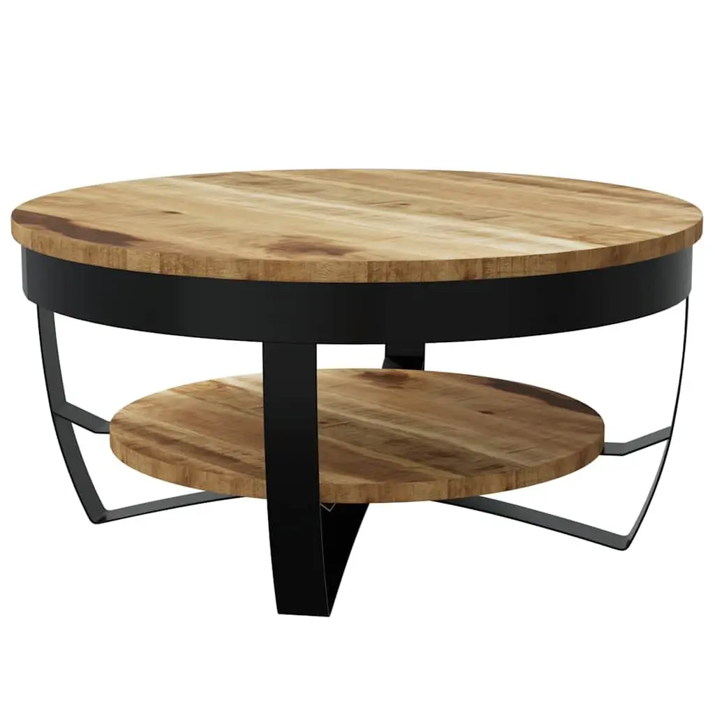 Coffee Table Brown 65cm Solid Mango Wood Industrial Vintage Side End Table Shelf