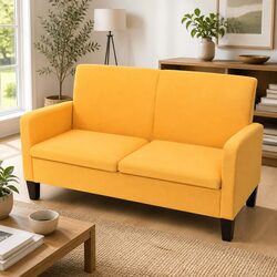 Compact and Comfortable Yellow 2-Seater Sofa