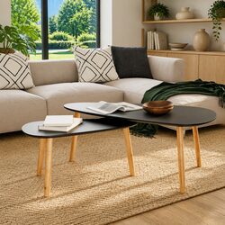 2 Scandinavian Black Coffee Tables - Sleek and Sturdy