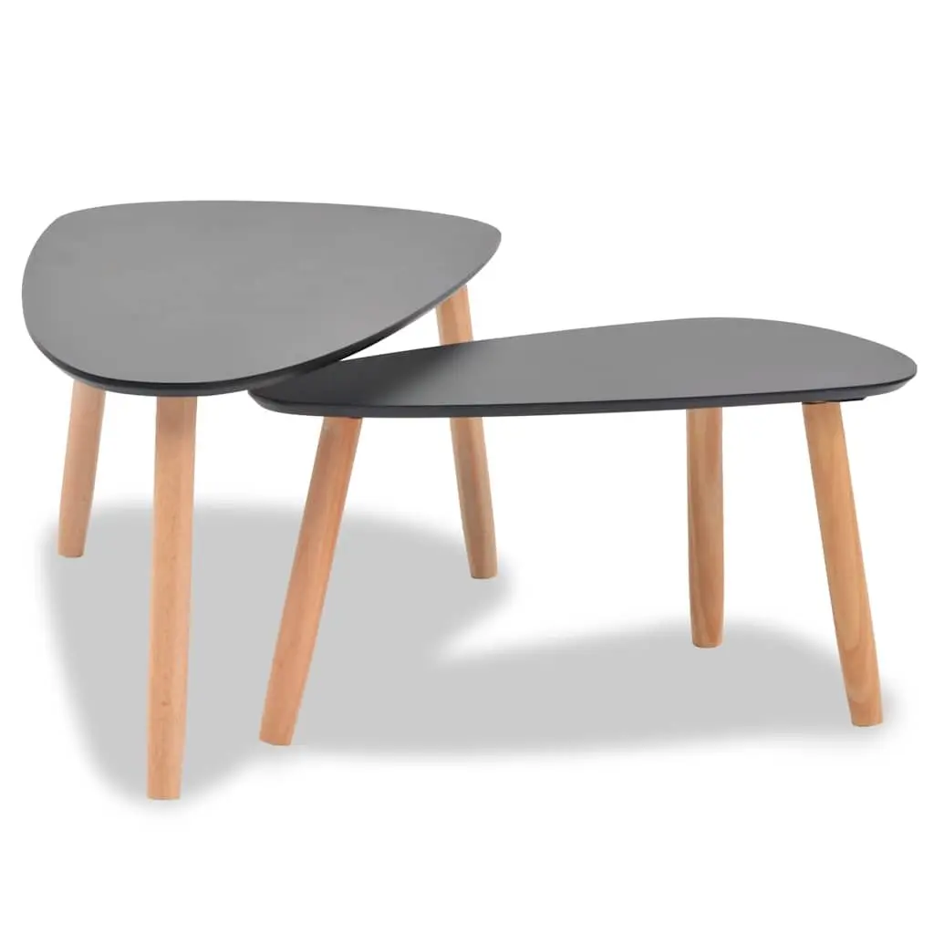 Coffee Table Set Black 2 Pieces Scandinavian Style Living Room Accent Furniture