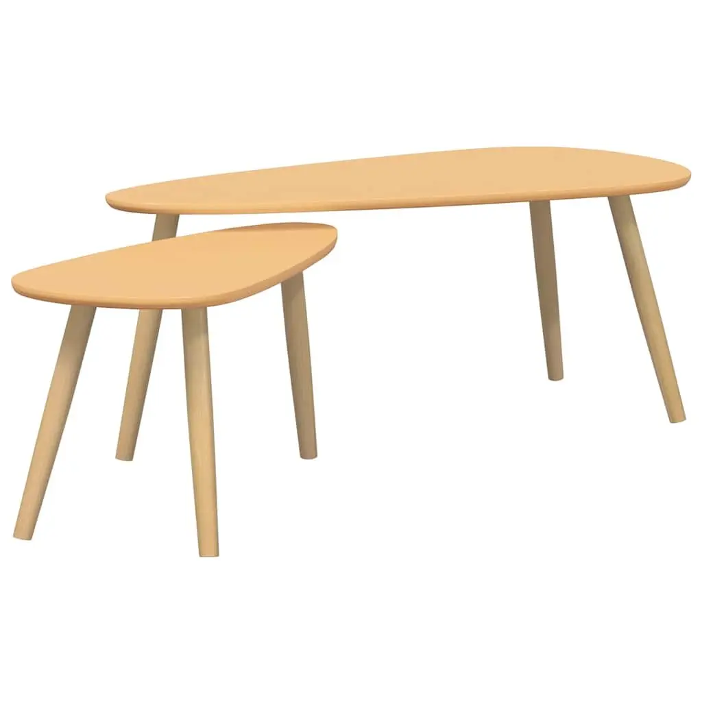 Coffee Table Set Brown 2 Pieces Solid Pinewood Scandinavian Style