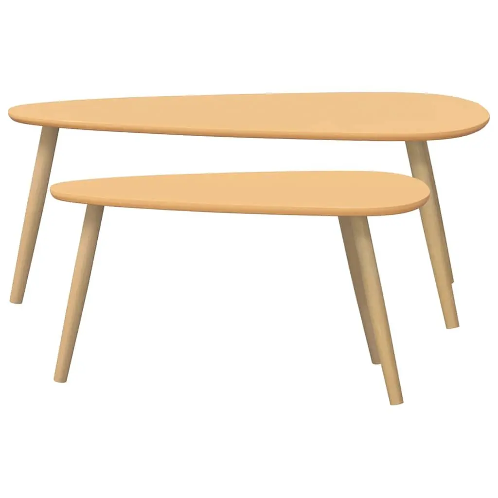 Coffee Table Set Brown 2 Pieces Solid Pinewood Scandinavian Style