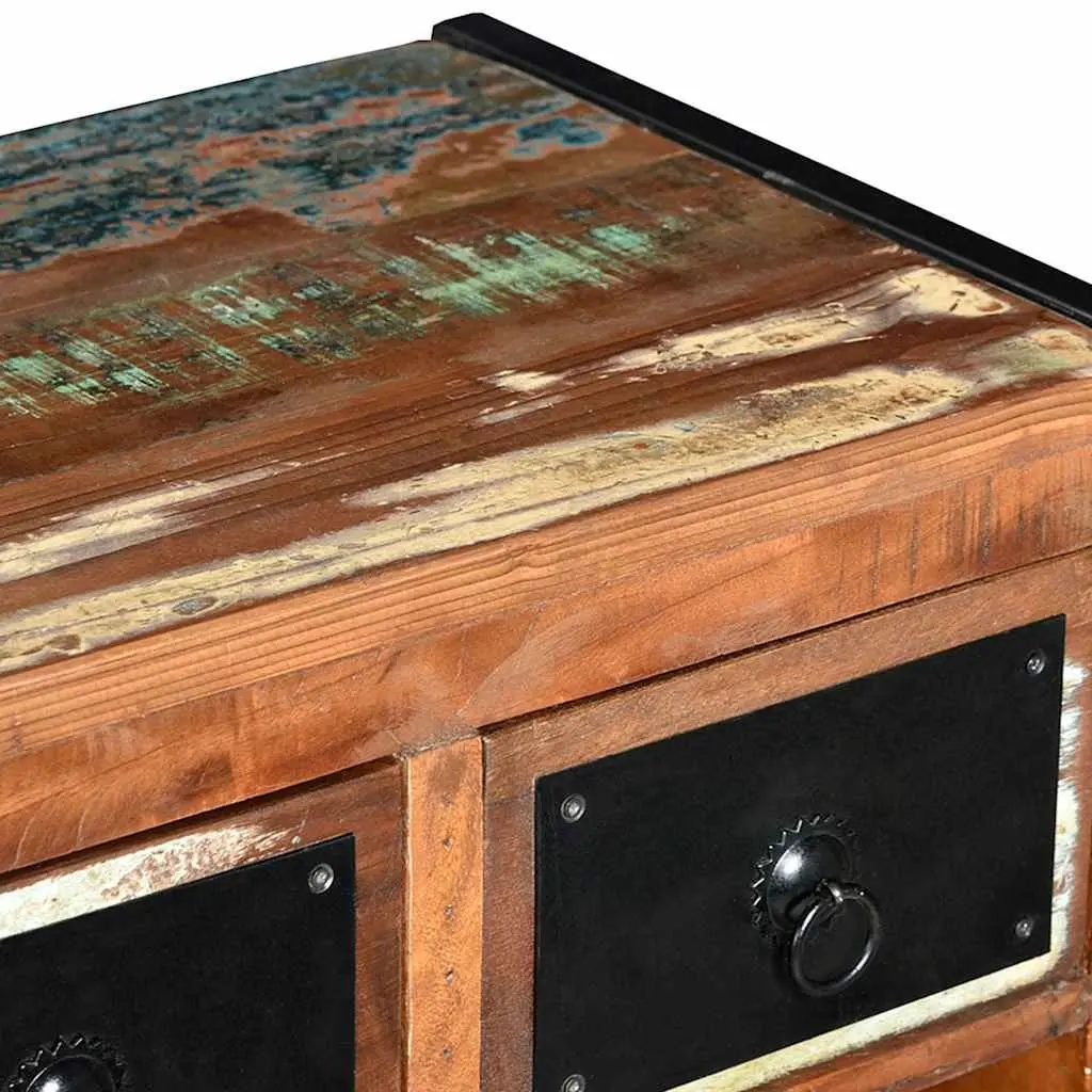 Wine Rack Brown 16 Bottle Industrial Style Reclaimed Wood with 2 Drawers