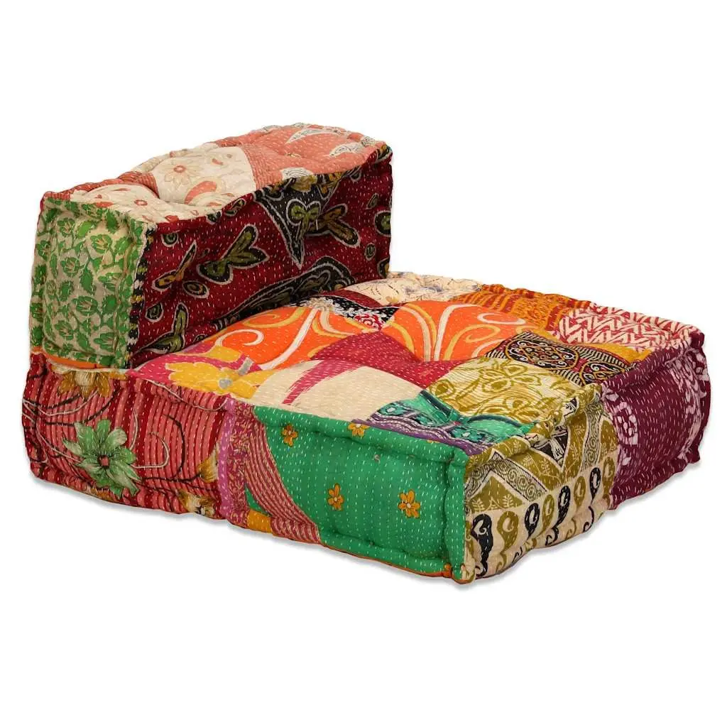 4-Seater Modular Pouffe Sofa Bed Patchwork Fabric Corner Couch Convertible
