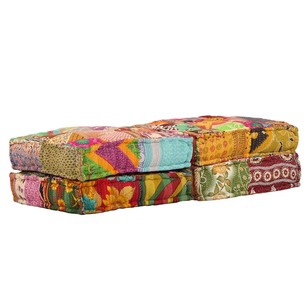 2-Seater Modular Pouffe Multicolour Patchwork Convertible Sofa Bed