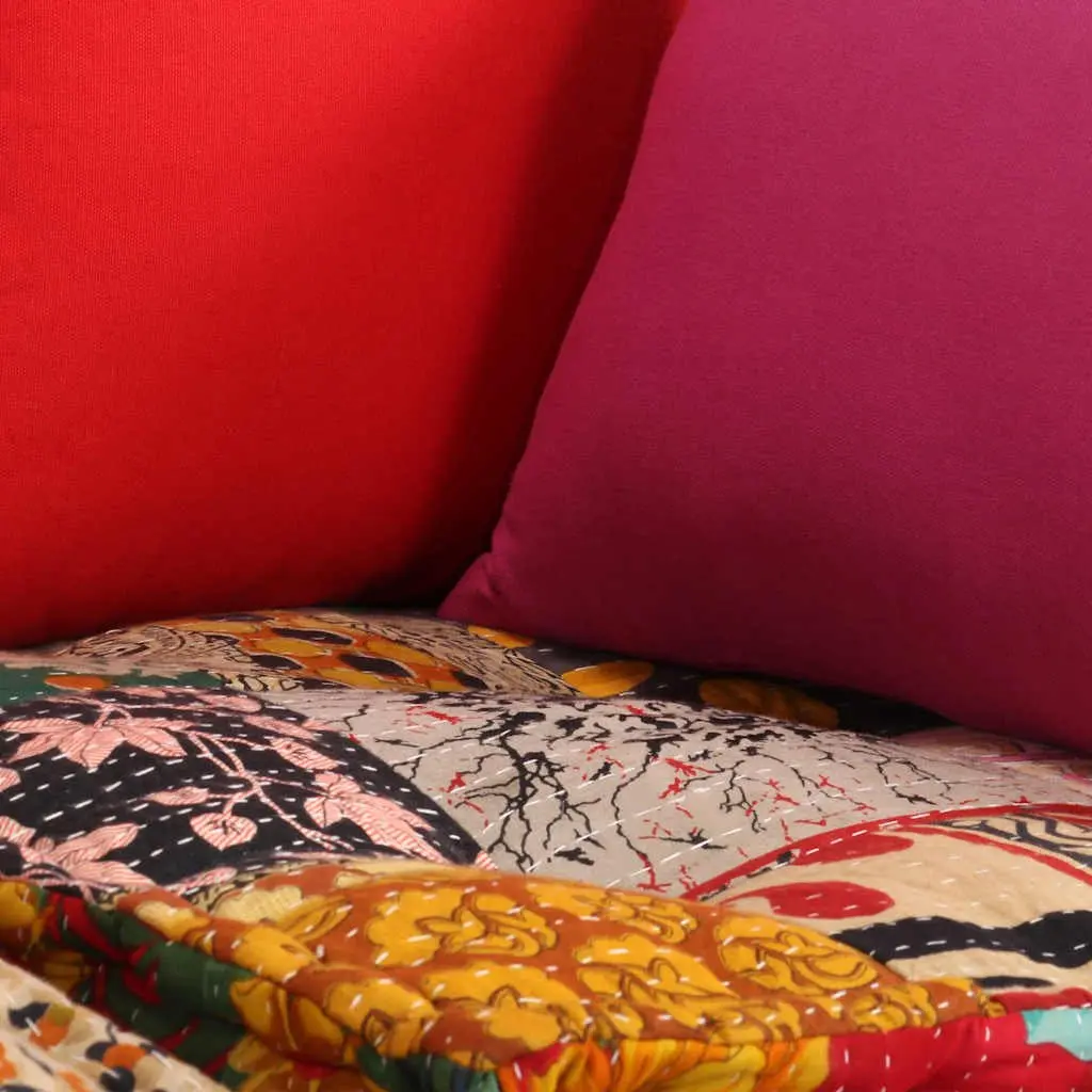 2-Seater Modular Pouffe Multicolour Patchwork Convertible Sofa Bed