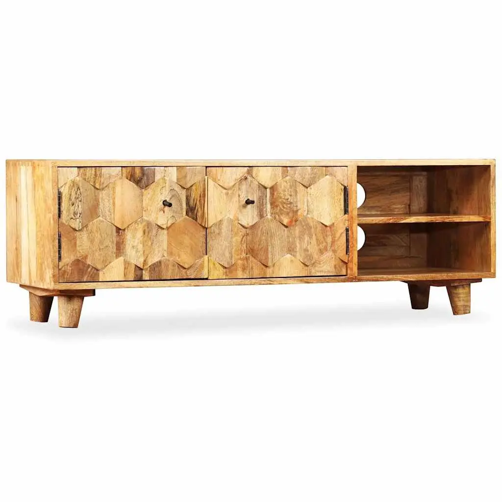 TV Cabinet Brown 118x35x40cm Solid Mango Wood Living Room Storage Unit