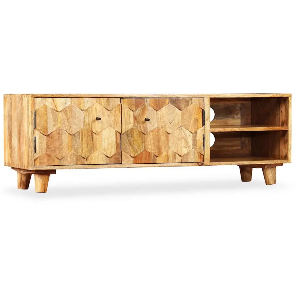 TV Cabinet Brown 118x35x40cm Solid Mango Wood Living Room Storage Unit