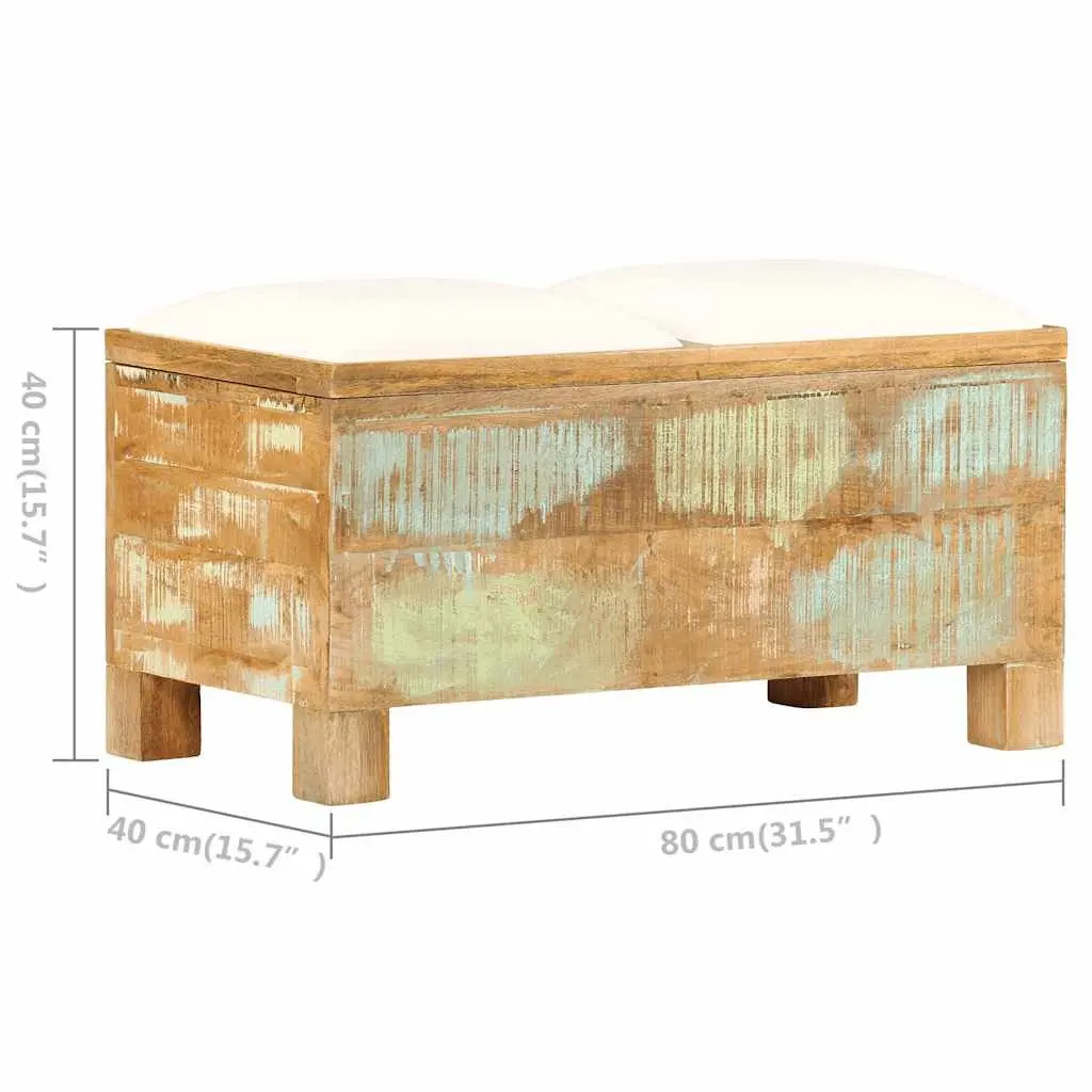 Storage Bench Brown Solid Reclaimed Wood Retro Style Pre-assembled