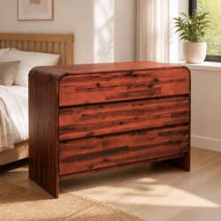 Compact Brown Solid Wood Chest of Drawers 90x37x75cm
