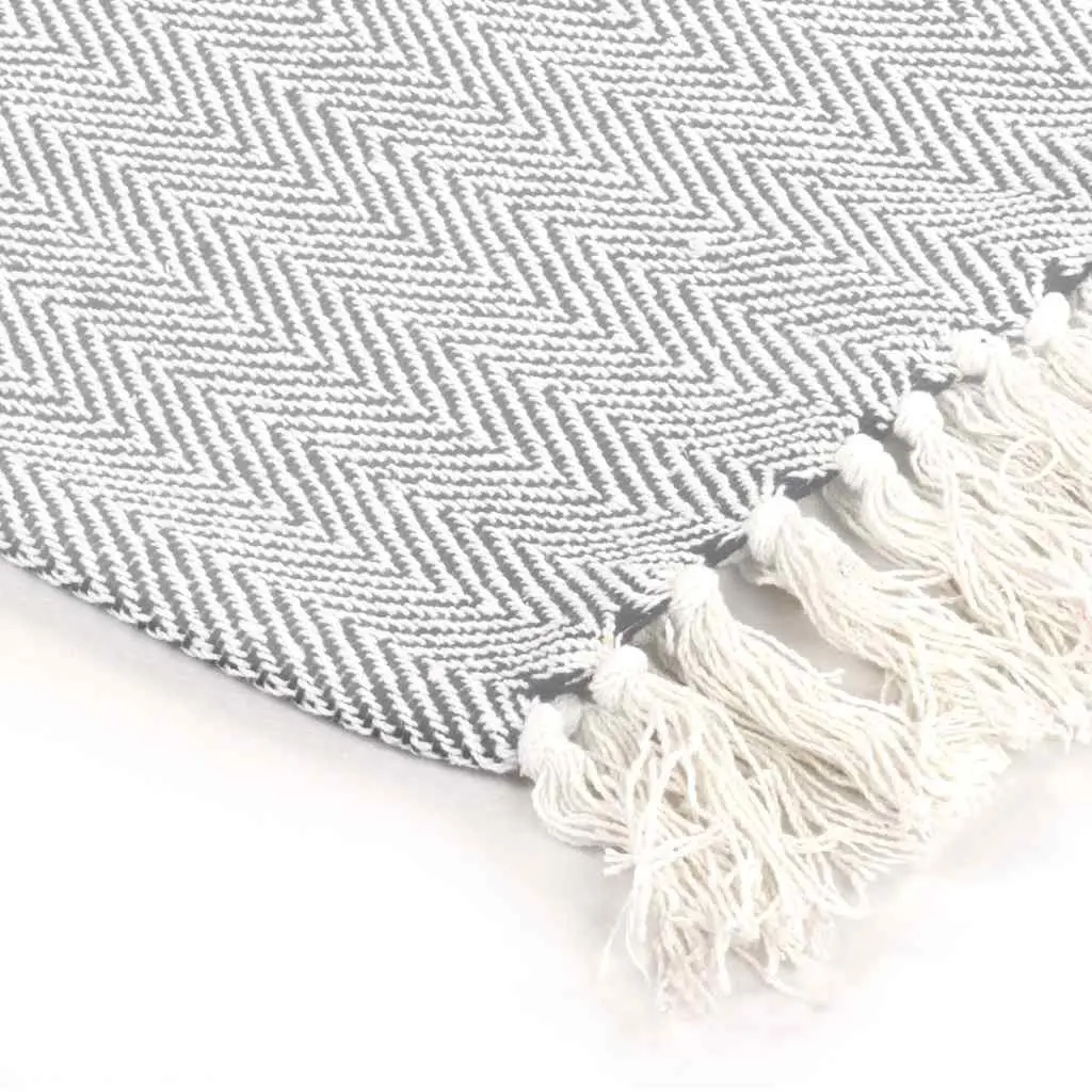 Cotton Throw Blanket Herringbone Grey 160x210 cm Soft Plaid Sofa Bed Chair