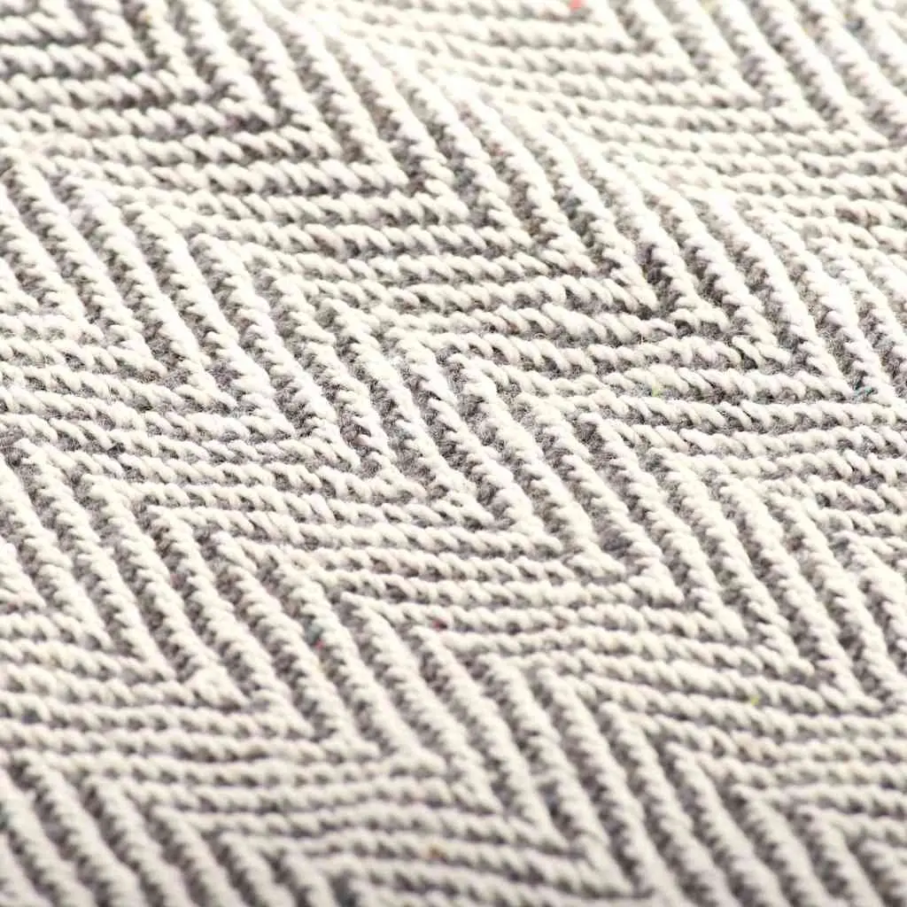 Cotton Throw Blanket Herringbone Grey 160x210 cm Soft Plaid Sofa Bed Chair