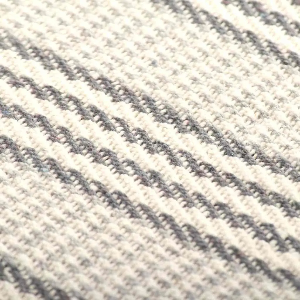 Cotton Throw Blanket 125x150 cm Grey White Stripes Tassels Soft Plaid