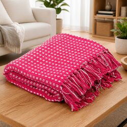 Cotton Throw Blanket Pink Plaid 125x150 cm - Easy Care