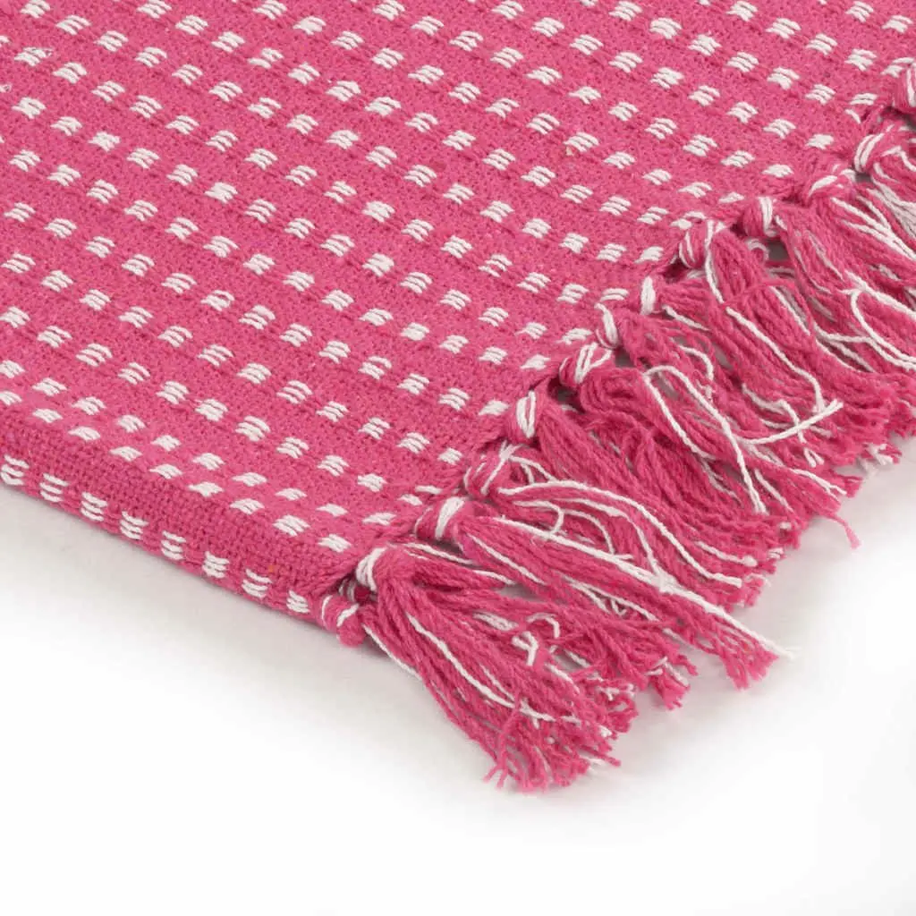 Cotton Throw Blanket 125x150 cm Pink Plaid Tassel Design Sofa Bed Chair Cover