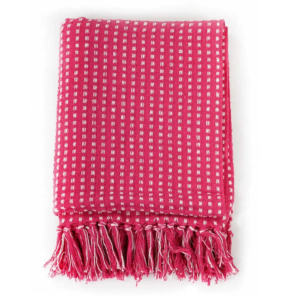 Cotton Throw Blanket 220x250 cm Pink Plaid Soft Bedroom Sofa Chair Bedding