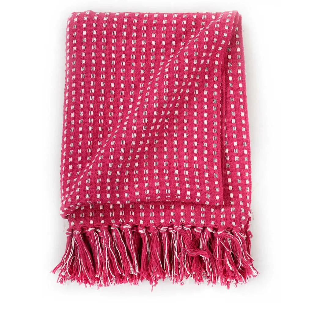 Cotton Throw Blanket 220x250 cm Pink Plaid Soft Bedroom Sofa Chair Bedding