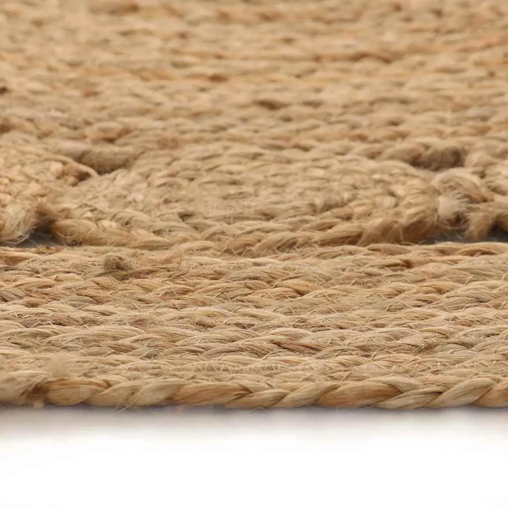 Round Area Rug Beige 90cm Braided Jute Natural Texture Handwoven Carpet