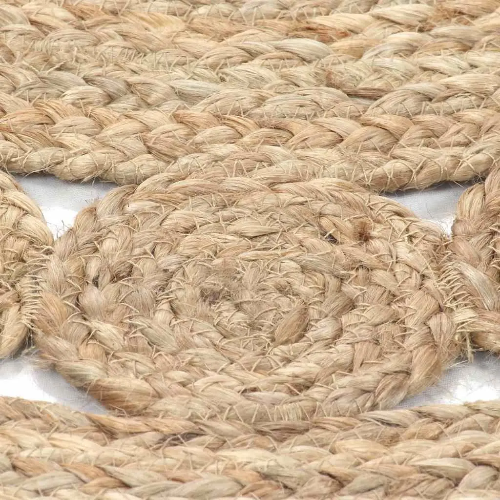Round Area Rug Beige 90cm Braided Jute Natural Texture Handwoven Carpet