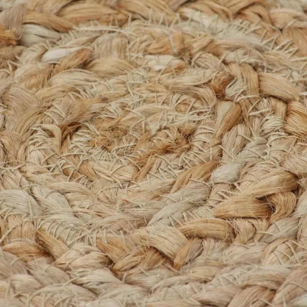 Round Area Rug Beige 90cm Braided Jute Natural Texture Handwoven Carpet