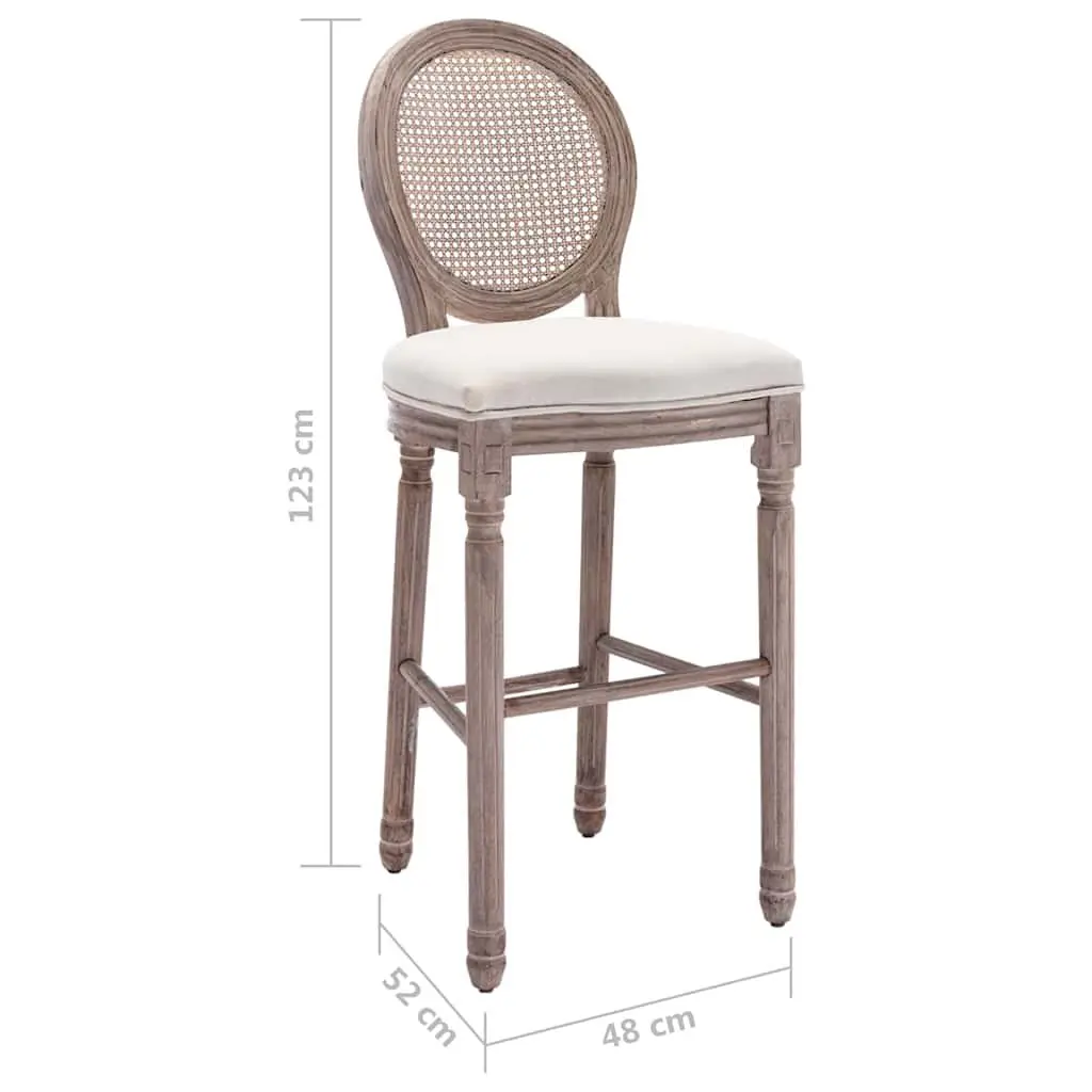 Bar Stools White Linen Vintage Upholstered Dining Kitchen Rattan Backrest Chairs
