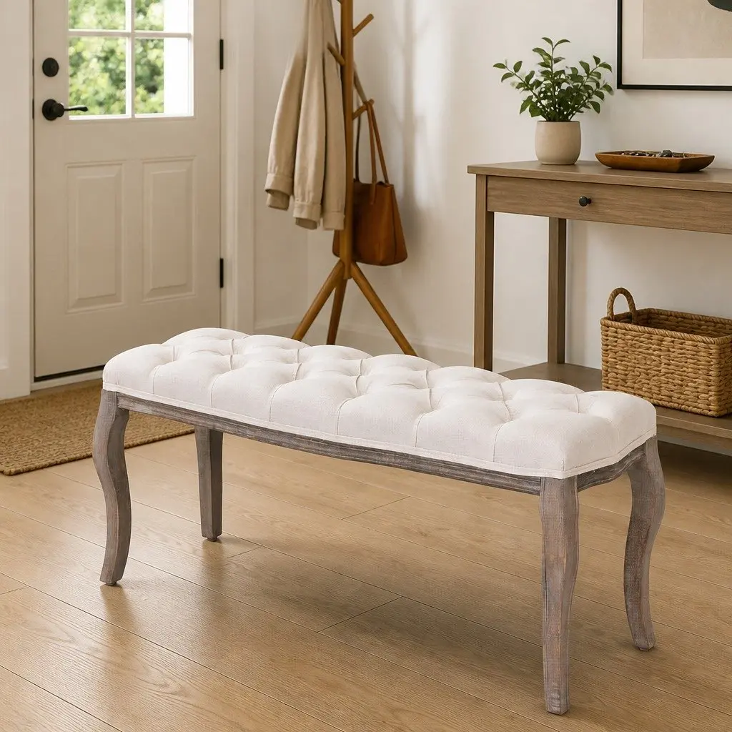 Cream White Storage Bench