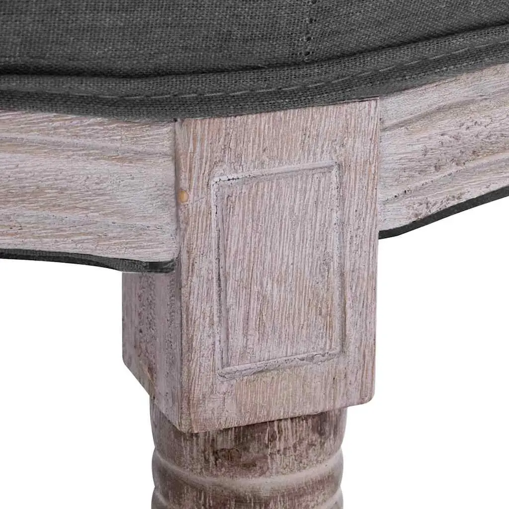 Padded Storage Bench Grey Linen Upholstered Entryway Seating Solid Wood Frame