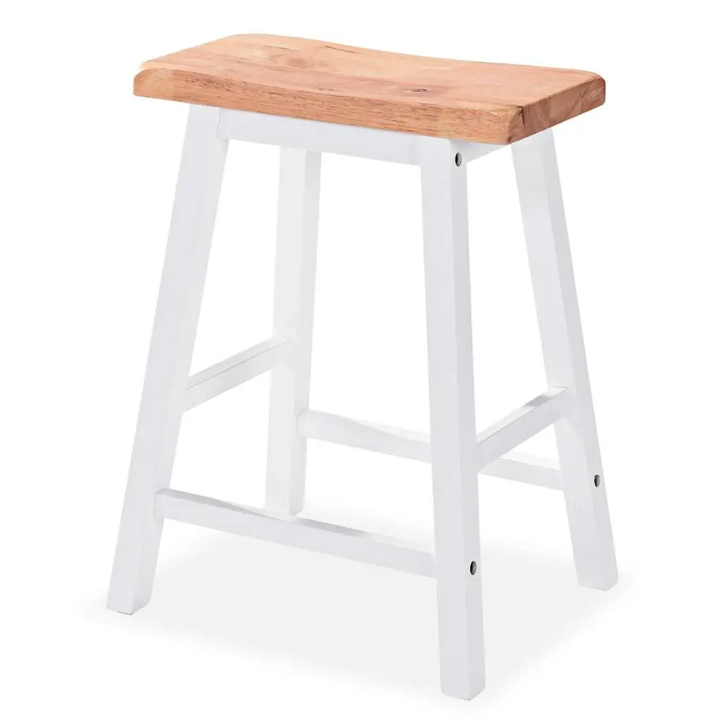 Bar Set White 3 Pieces Table Stools with Storage Shelves