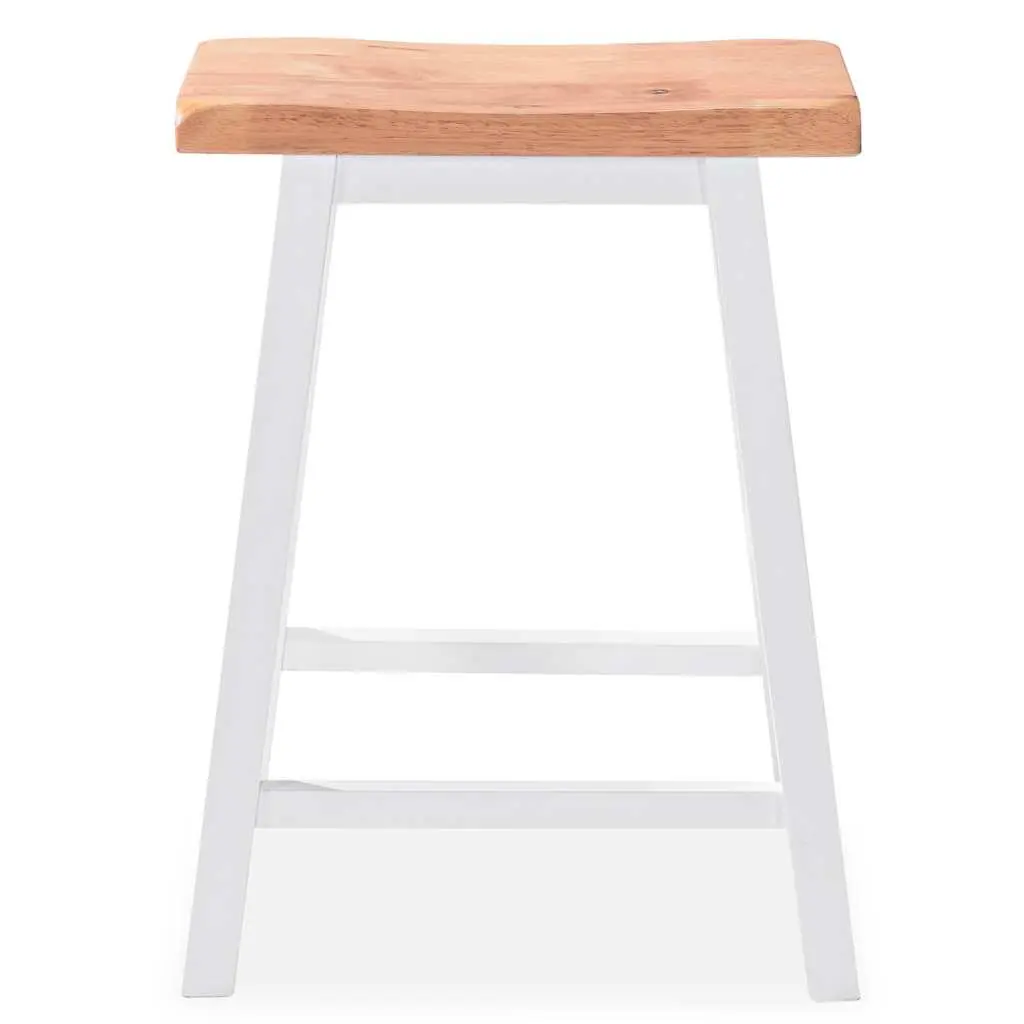 Bar Set White 3 Pieces Table Stools with Storage Shelves