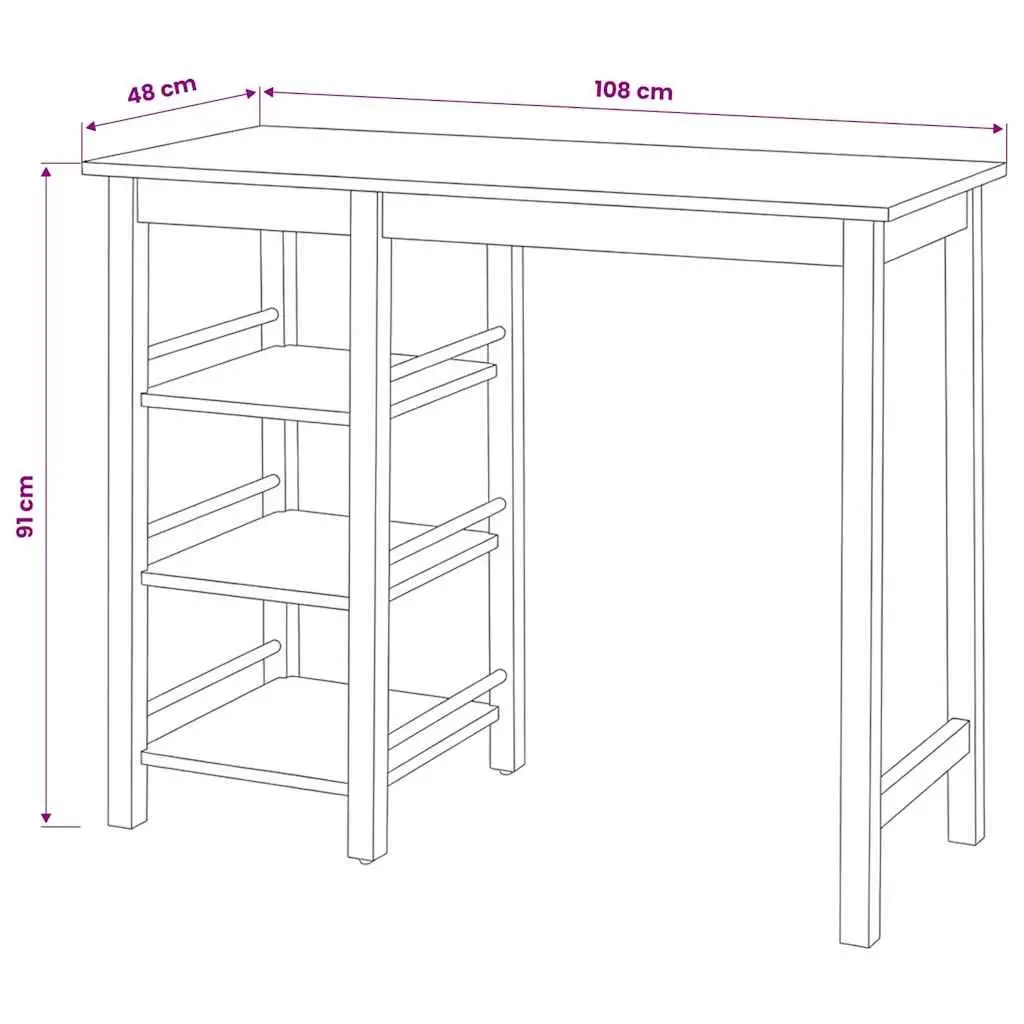 Bar Set White 3 Pieces Table Stools with Storage Shelves